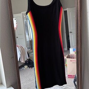 Colorful Striped Black Dress